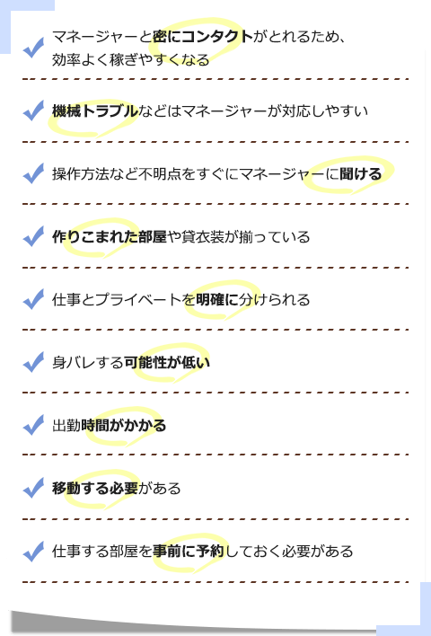 マネージャーと蜜にコンタクトがとれるため、効率よく稼げます。